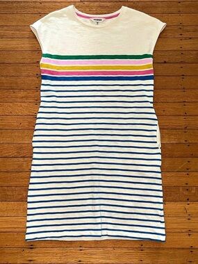Boden rainbow Striped Mini Dress White & Blue Size 6 knit